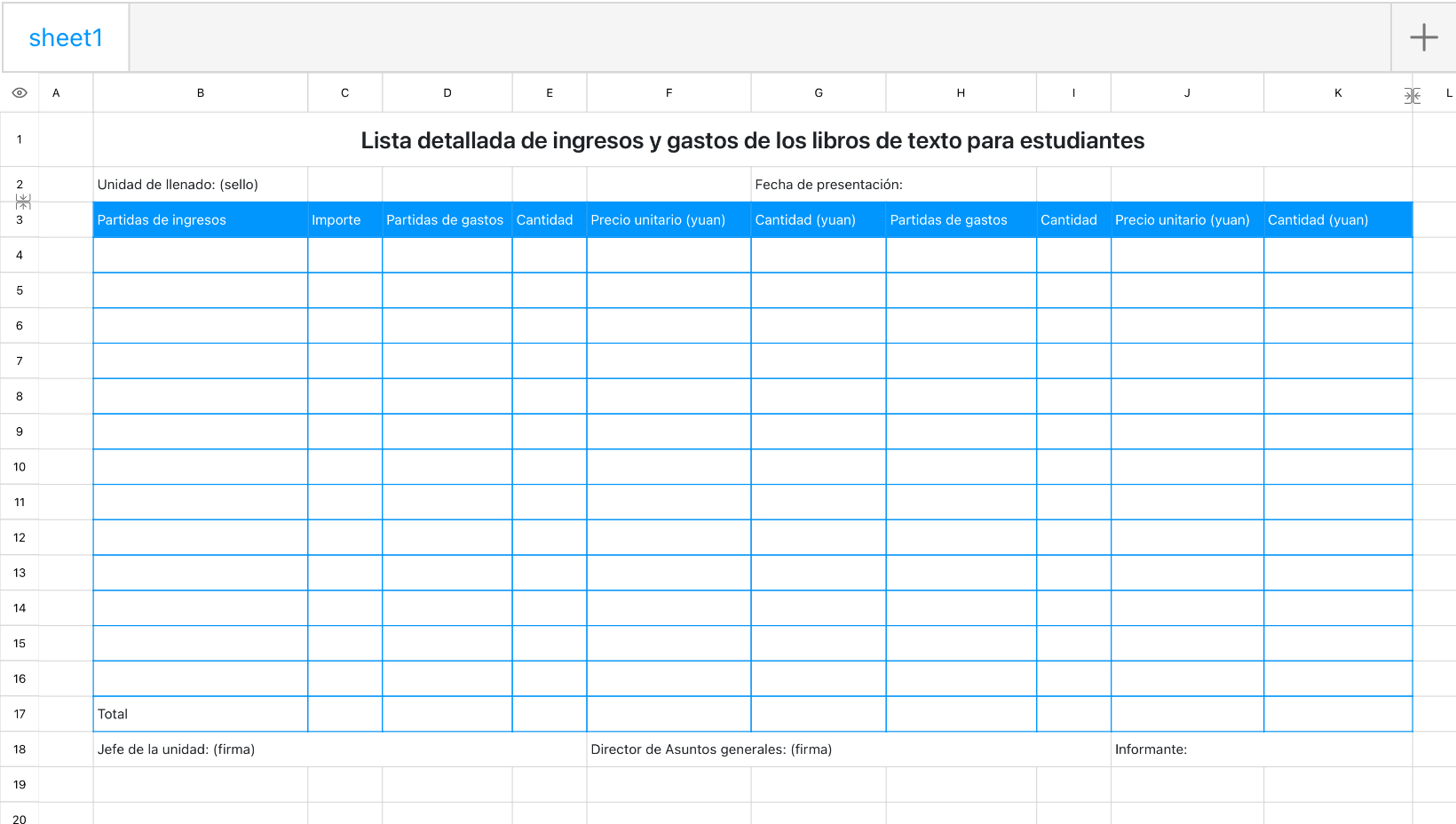 Detalles de los ingresos y gastos de los libros de texto de los estudiantes